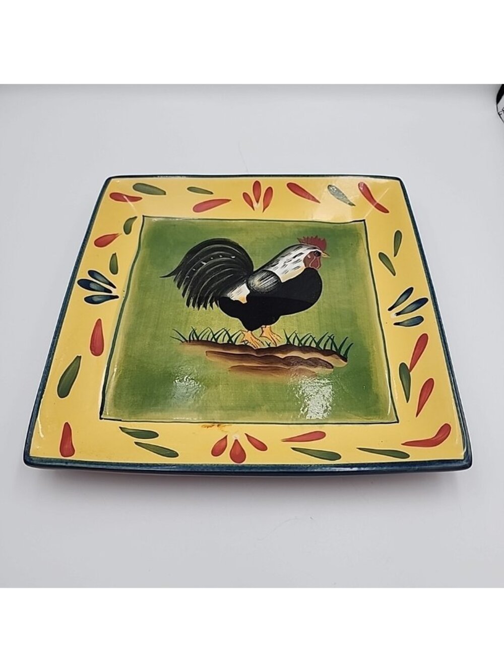 Style Eyes By Baum Bros Rouster Plate Microwave Ceramic 10" Square Farmhouse